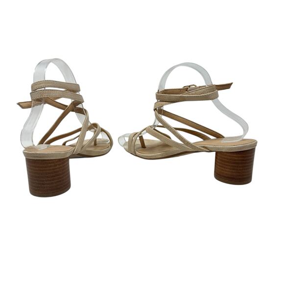 Anthropologie Quinn Strappy Heels Lace-Up Sandals Shoes Beige Tan Size 7.5 - Picture 11 of 15